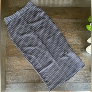 SHEIN Navy Blue Pinstripe Midi Skirt